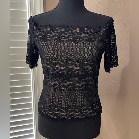 Cache black lace top main image 1